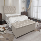 Conjunto Cabeceira Solteiro E Recamier Baú 0,90m Madrid Suede