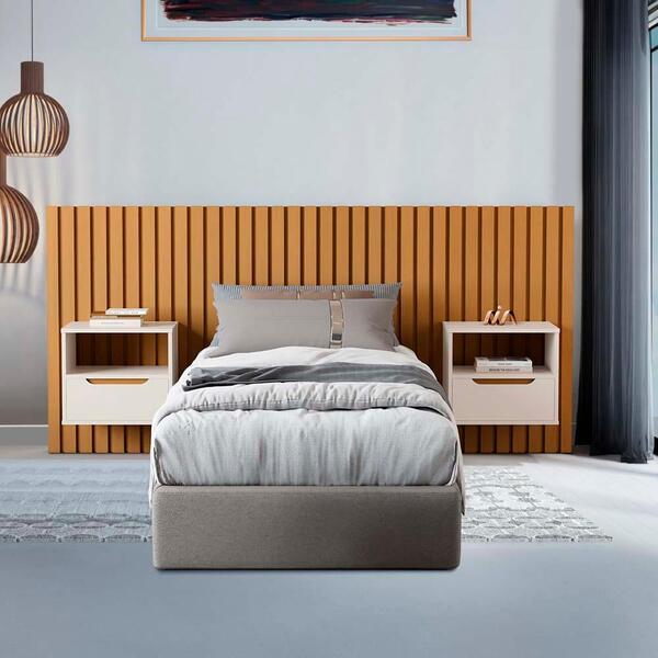 Conjunto Cabeceira Solteiro Ripada E 2 Mesas De Cabeceira Sus