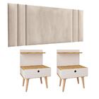 Conjunto Cabeceira Suspensa Cama Casal Box 1,40 Areia E Kit 2