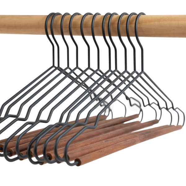 Conjunto Cabide De Metal Com Madeira Preto 100 Pçs Oikos Pret