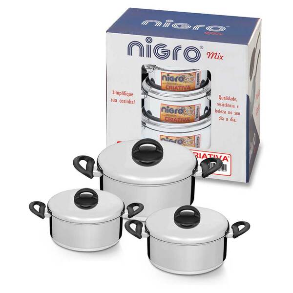 Conjunto Caçarolas Polido Com Tampa 3 Peças Criativa Nigro 25