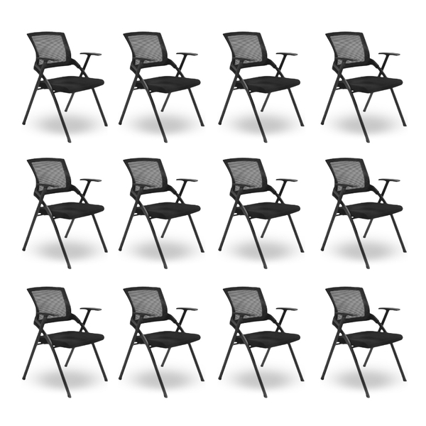 Conjunto Cadeira De Escritório Dobrável Axis - Preta - 12 Cadeiras