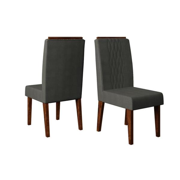 Conjunto Cadeira Lia (02 Und) Rustico Malbec/suede Chumbo