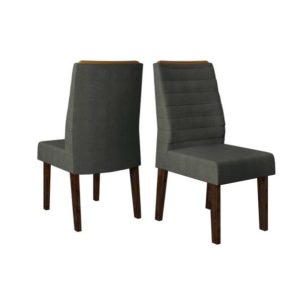 Conjunto Cadeira Ondina (02 Und) Rustico Malbec/suede Chumbo