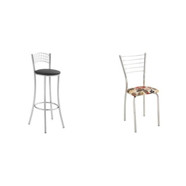 Conjunto Cadeira Para Cozinha Assento Estofado 428 E Banqueta