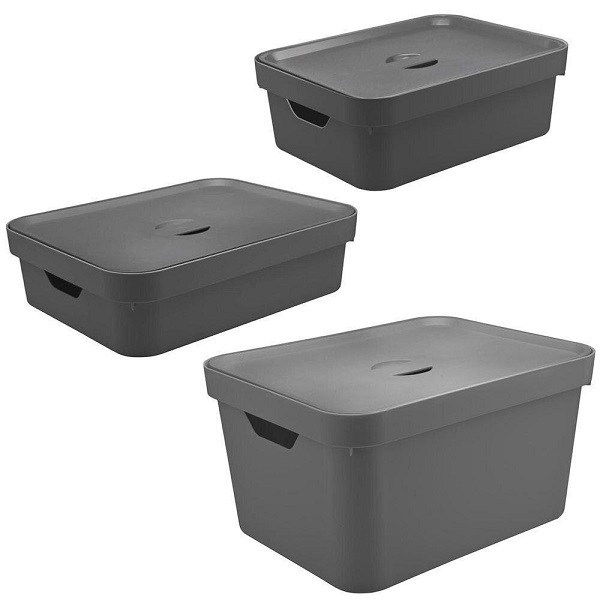 Conjunto Caixa Organizadora Cube 3 Peças Chumbo Ou Kte 004