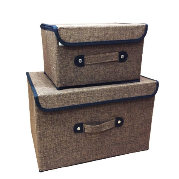 Conjunto Caixa Organizadora Linho Marrom 2 Tamanhos - Yazi