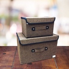 Conjunto Caixa Organizadora Linho Marrom 2 Tamanhos - Yazi