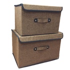 Conjunto Caixa Organizadora Linho Marrom Grande E Média - Yazi
