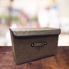 Conjunto Caixa Organizadora Linho Marrom Grande E Média - Yazi