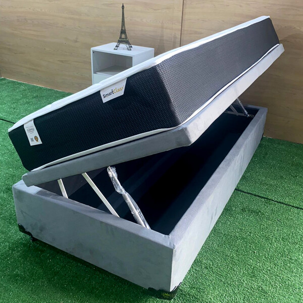 Conjunto Cama Baú Solteiro 0 88x1 88 Blindada Diversas Cores