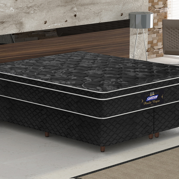 Conjunto Cama Box (Colchão + Box) Gazin Mola Pérola Negra (Mo