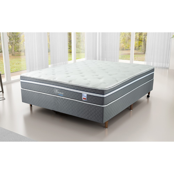 Conjunto Cama Box+ Colchão Casal  Mola Ensacada Winner138x188