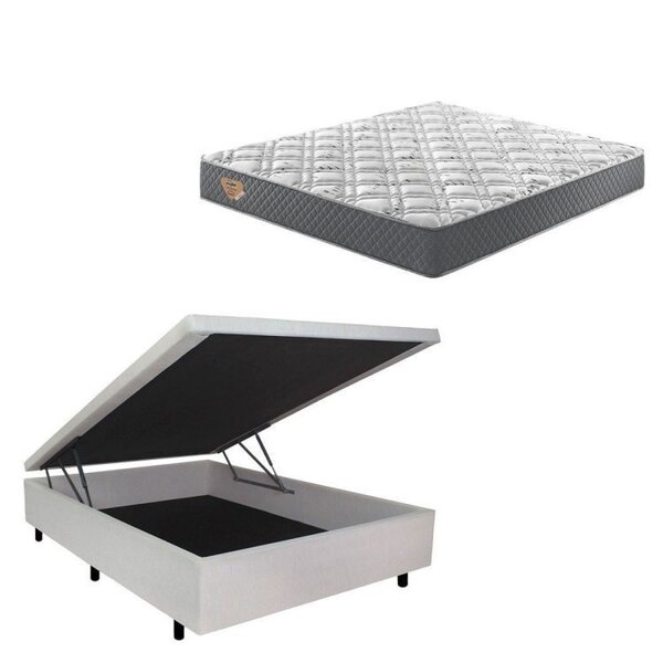 Conjunto Cama Box Baú Casal 138x188cm Em Courino Com Colchão