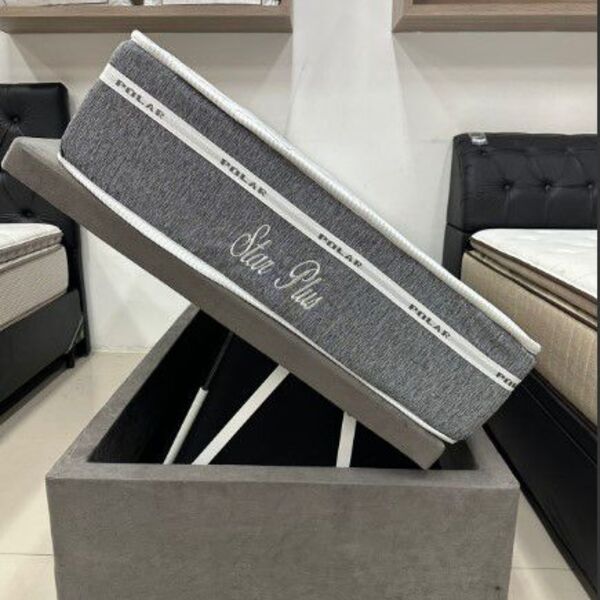 Conjunto Cama Box Baú Solteiro Premium 088x188 Corino Preto +