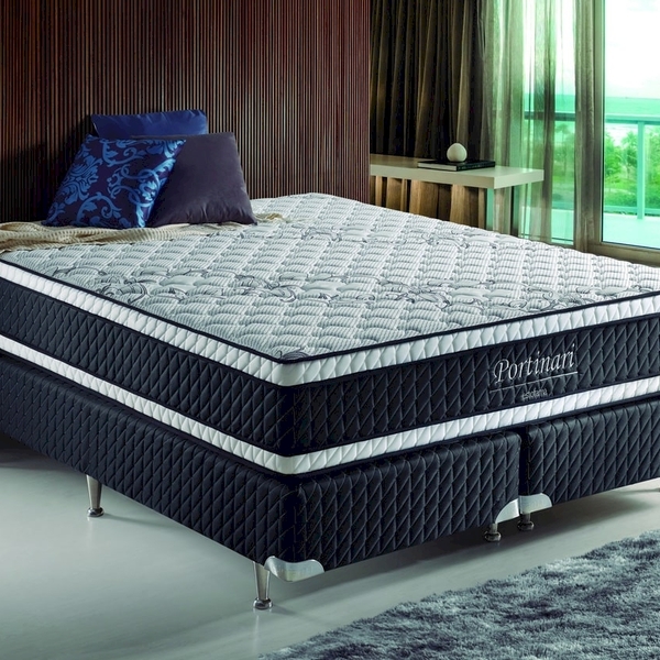 Conjunto Cama Box Casal 138cmx188cmx35cm Preto E Branco Porti