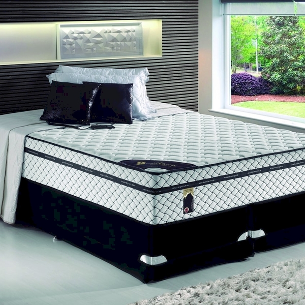 Conjunto Cama Box Casal 138cmx188cmx36cm Branco E Preto Dubai