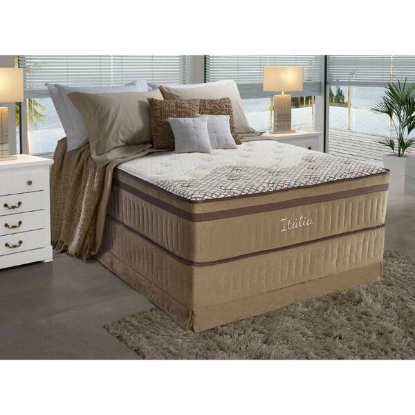 Conjunto Cama Box Casal Itália Molas Ensacadas 138x188x71cm