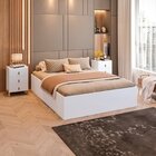 Conjunto Cama Box Casal Lia Com Mesa Cabeceira Com 3 Gavetas