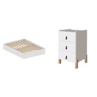 Conjunto Cama Box Casal Lia Com Mesa Cabeceira Com 3 Gavetas