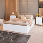 Conjunto Cama Box Casal Lia Com Mesa Cabeceira Com 3 Gavetas