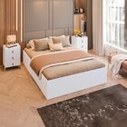 Conjunto Cama Box Casal Lia Com Mesa Cabeceira Com 3 Gavetas