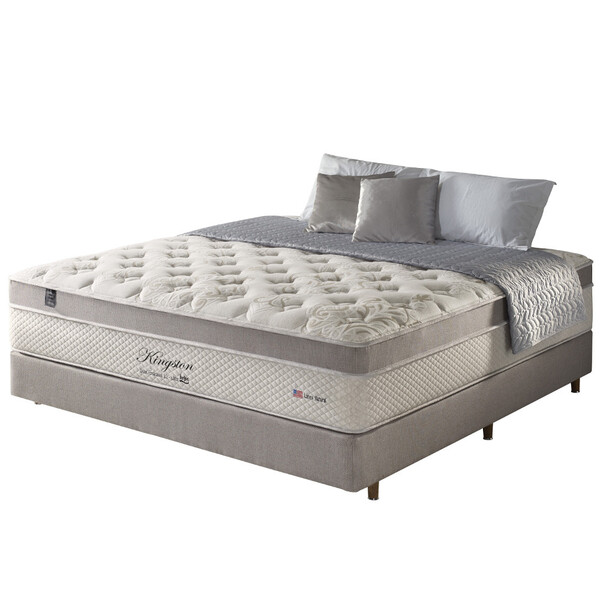 Conjunto Cama Box Casal Molas Ensacadas Látex Natural E Visco