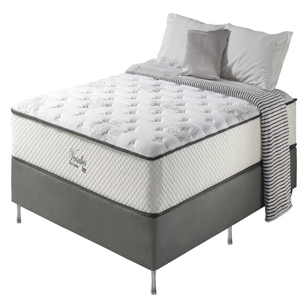 Conjunto Cama Box Casal Versalhes 138x188 Molas Ensacadas Pil