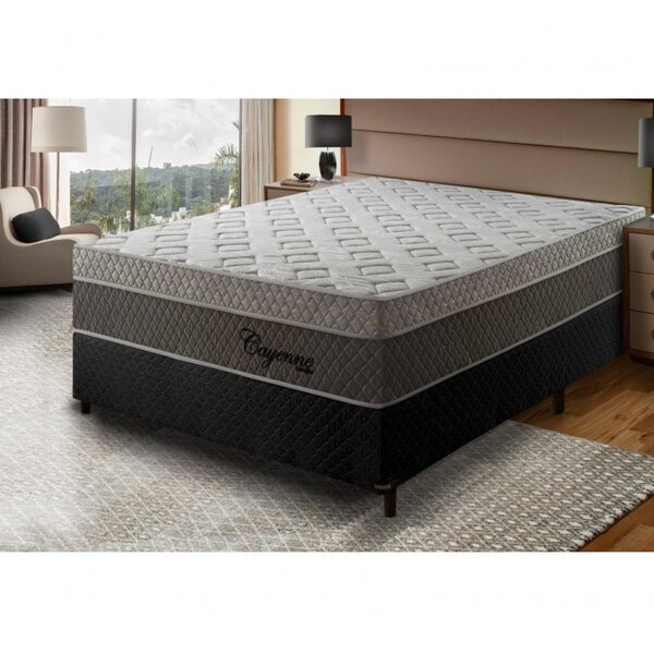 Conjunto Cama Box Colchão Casal Molas Ensacadas 188x138x33cm