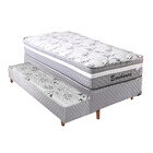 Conjunto Cama Box Solteiro Com Auxiliar Espuma + Colchão Mola