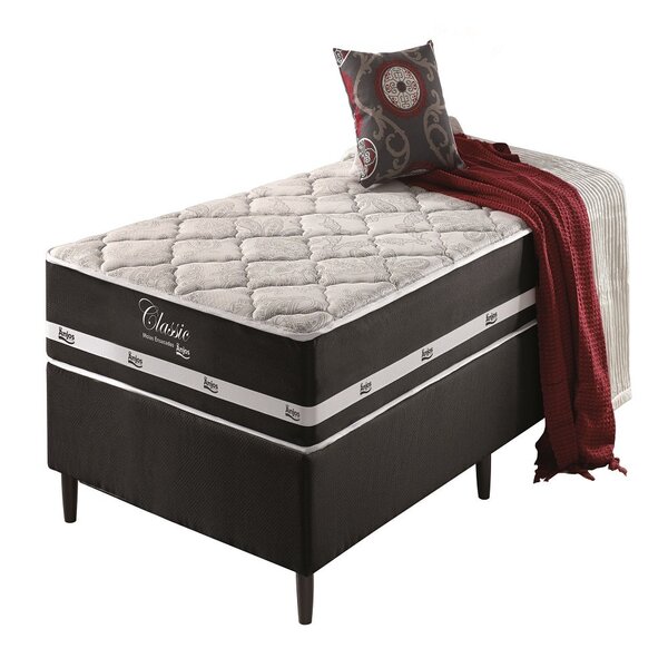 Conjunto Cama Box Solteiro Los Angeles 88x188cm Com Molas Ens