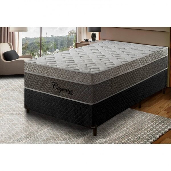 Conjunto Cama Box Solteiro Molas Ensacadas 188x88x33cm Cayenn