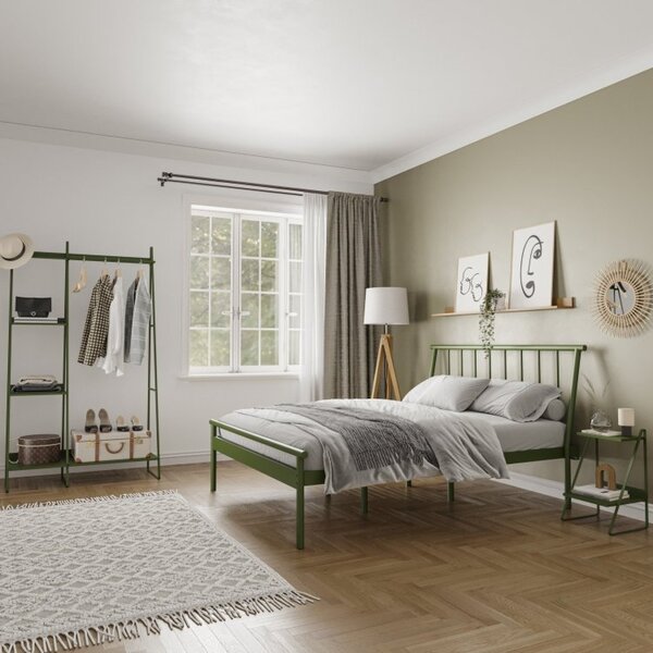 Conjunto Cama Casal 2 Mesas De Cabeceira E Arara De Roupas Em