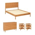 Conjunto Cama Casal Com 2 Mesas De Cabeceira E Cômoda Oiti Ca