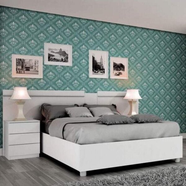 Conjunto Cama Casal E Cabeceira Extensível 2 Mesas De Apoio M