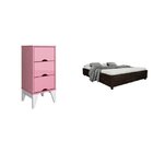 Conjunto Cama Casal Mônaco E Mesa De Cabeceira 3 Gavetas Twis