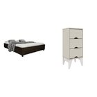 Conjunto Cama Casal Mônaco E Mesa De Cabeceira 3 Gavetas Twis