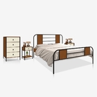 Conjunto Cama Com Mesas De Cabeceira E Cômoda Industrial Maga