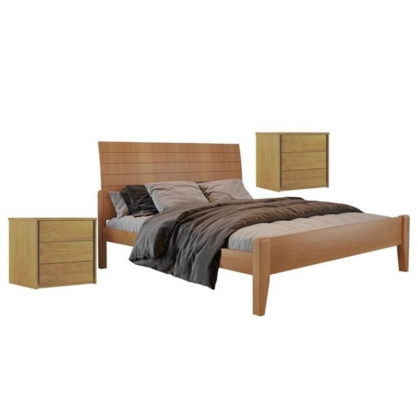 Conjunto Cama De Casal 140cm Itália E 2 Mesas De Cabeceira 3