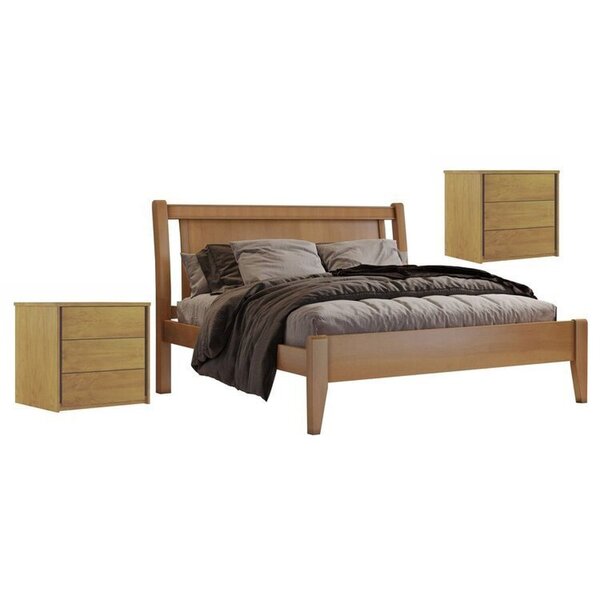 Conjunto Cama De Casal 160cm Florença E 2 Mesas De Cabeceira