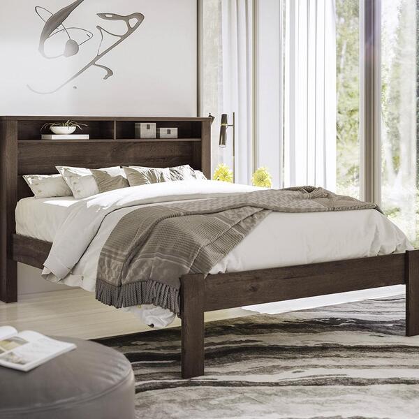 Conjunto Cama De Casal E 2 Mesas De Cama De Jersey Ébano