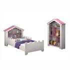 Conjunto Cama Infantil Magic Branca Rosa Com Estante E Colchão
