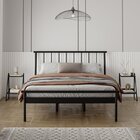 Conjunto Cama Queen 2 Mesas De Cabeceira Em Aço Begônia Cabec