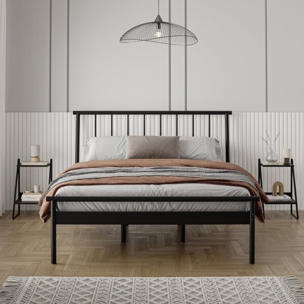 Conjunto Cama Queen 2 Mesas De Cabeceira Em Aço Begônia Cabec