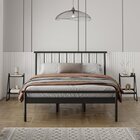 Conjunto Cama Queen 2 Mesas De Cabeceira Em Aço Begônia Cabec