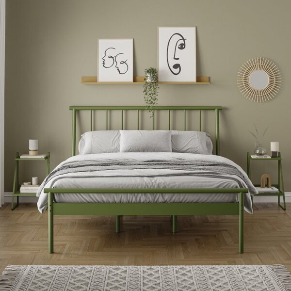 Conjunto Cama Queen 2 Mesas De Cabeceira Em Aço Begônia Cabec