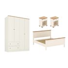 Conjunto Cama Queen Guarda-roupa 4 Portas 2 Mesas De Cabeceir