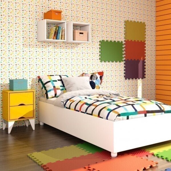 Conjunto Cama Solteiro E Mesa De Cabeceira 2 Gavetas Mônaco T