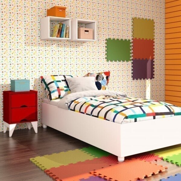 Conjunto Cama Solteiro E Mesa De Cabeceira 2 Gavetas Mônaco T