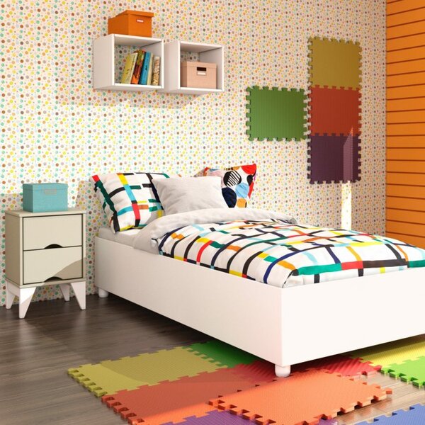 Conjunto Cama Solteiro e Mesa de Cabeceira 2 Gavetas Mônaco T